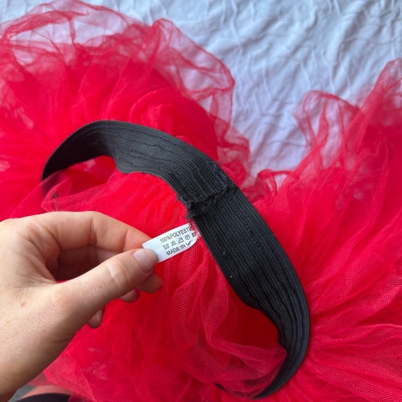 Red Tulle Tutu Skirt Set of 2 Skirts Elastic Waist - Picture 2 of 6